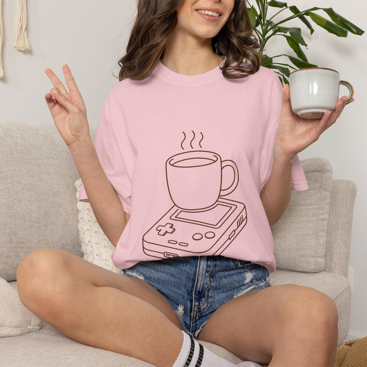 Coffee & Console T-Shirt — Retro Gaming Coffee Tee