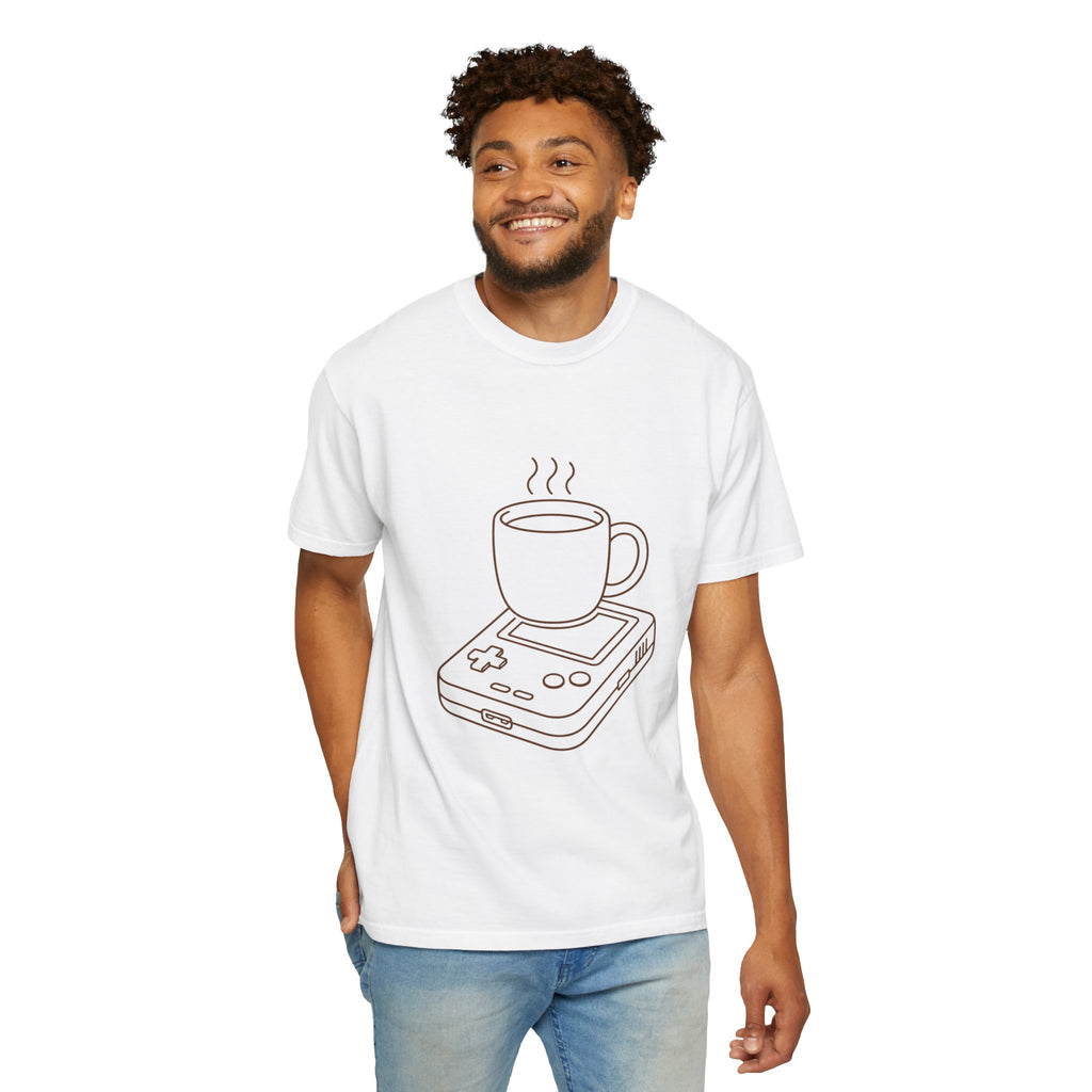 Coffee & Console T-Shirt — Retro Gaming Coffee Tee