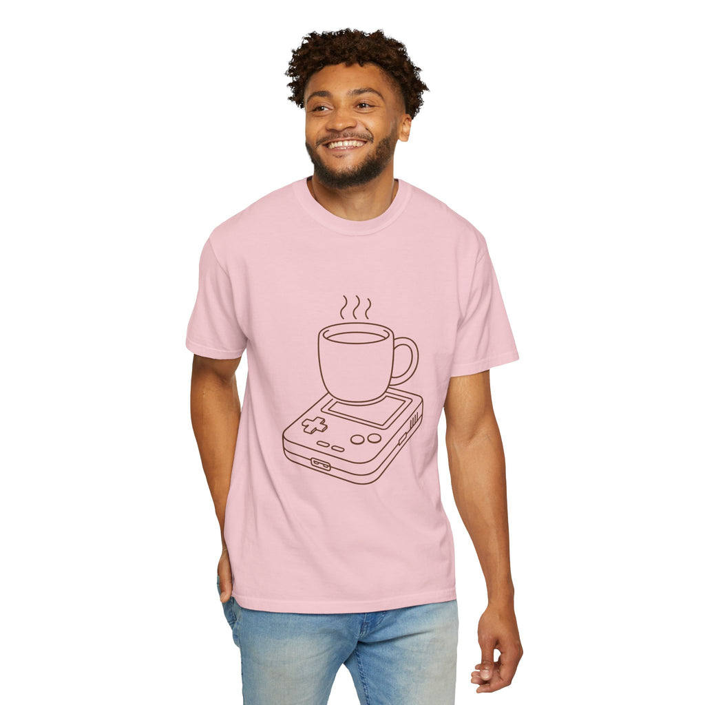Coffee & Console T-Shirt — Retro Gaming Coffee Tee