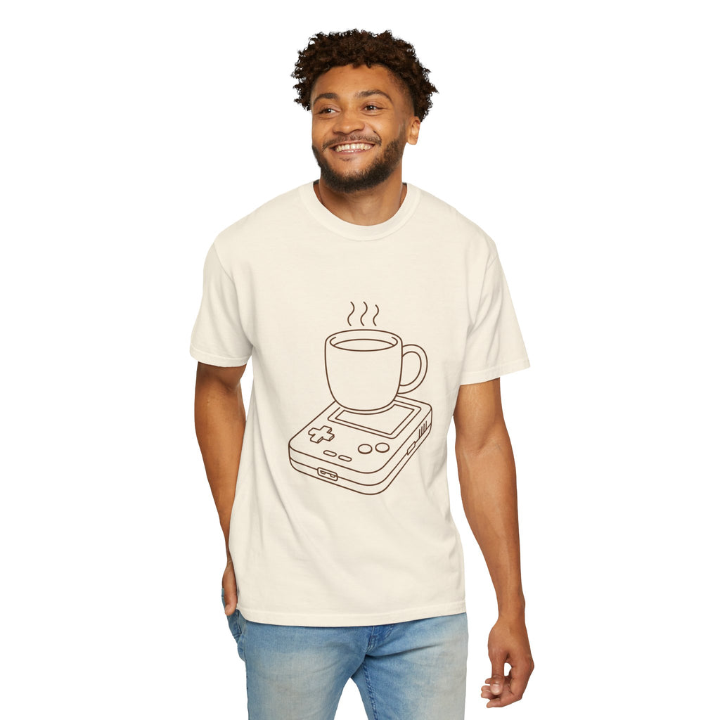 Coffee & Console T-Shirt — Retro Gaming Coffee Tee