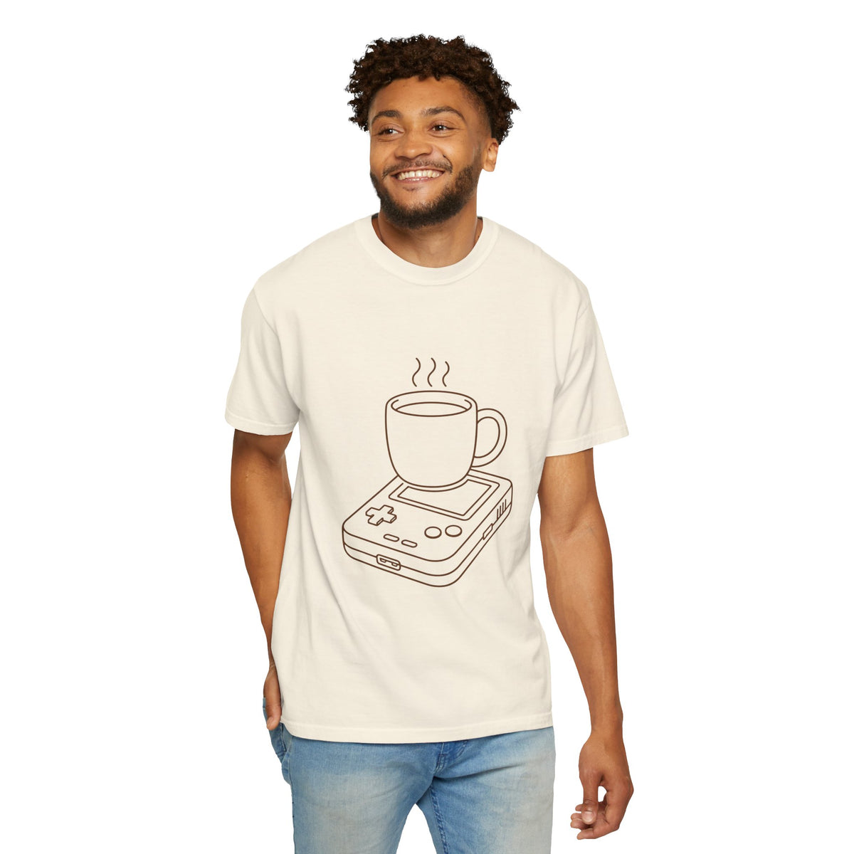 Coffee & Console T-Shirt — Retro Gaming Coffee Tee