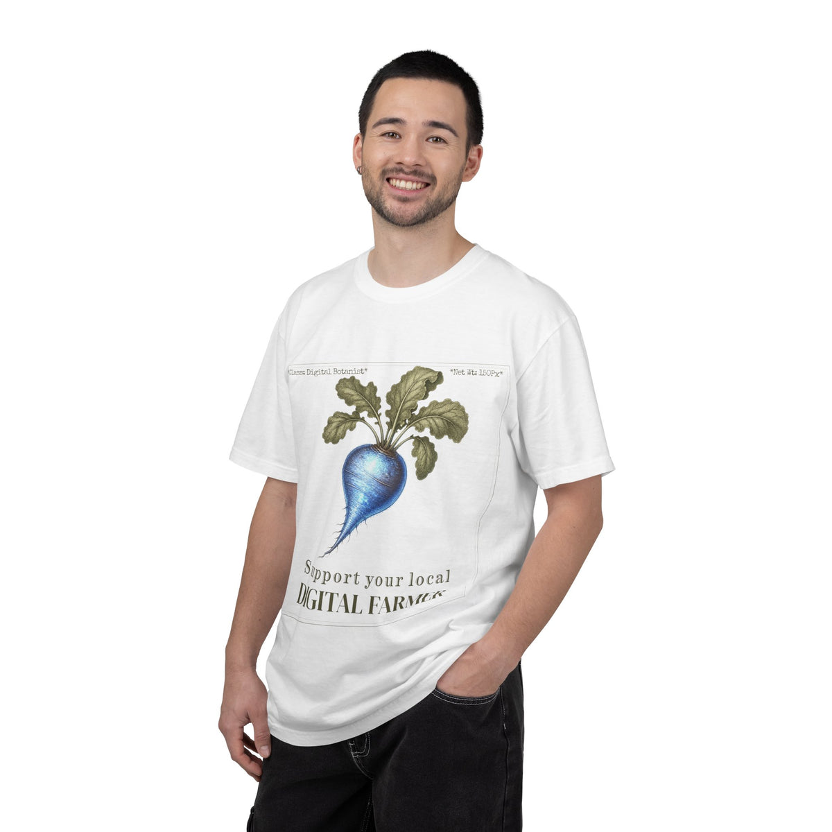 Support Your Local Digital Farmer T-Shirt — Blue Root Veggie Graphic